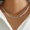 Moda Transfronteriza Europea y Americana Cadena para Clavícula Colgante Redondo con Borla Collar Apilado Multicapa Collar de una Sola Palabra Multicapa Juego de 3 Piezas