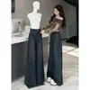 Jeans gruesos de pierna ancha con forro polar para mujer para otoño e invierno, talla grande, retro, holgados, relajados, de cintura alta, pierna recta
