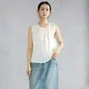 Chaleco sin mangas de satén de seda elástica de 19 momme para mujer, hecho de seda de morera, con diseño abotonado para un look elegante de commute