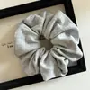 Scrunchie Grande Listrado de Cor Sólida Tricotado Macio e Liso Estilo Coreano, Elástico de Cabelo Elegante para Coque, Acessório de Cabelo de Alta Elasticidade