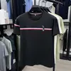 Camiseta Bordada de Qualidade para Homens, Camiseta Fina de Algodão Mercerizado para o Verão com Gola Redonda, Top Leve para Negócios Casuais Masculino de Manga Curta