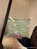 Bolso de Mano de Cordero Verde Matcha Fresco, Bolsa de Maquillaje de Lona con Estampado Lindo de Nube y Estrella, Bolsa de Almacenamiento, Venta al por Mayor de Fabricante