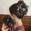 Pinza para el pelo con lazo de satén vintage para mujer, de alta gama y elegante, pinza para coleta baja, accesorio para el pelo para la parte trasera de la cabeza