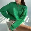 Suéter Cruzado Europeu e Americano Feminino Outono e Inverno Novo Estilo Solto Gola Redonda Cor Sólida Manga Longa Estilo Preguiçoso Tricô Roupas Femininas Jaqueta Tendência