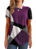 2023 Amazon desejo europeu e americano ebay botão geométrico contraste novo impresso solto manga curta camiseta feminina top