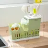 Cepillo para Botellas, Caja de Almacenamiento para Vajilla, Almacenamiento de Utensilios de Cocina, Portacuchillos Multifuncional con Drenaje