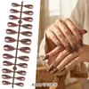 Manicura de Color Sólido Largo Uñas Portátiles Manicura de Gama Alta Uñas Postizas Forma de Almendra Brillantes Uñas Removibles Producto Terminado
