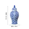 Jingdezhen jarrón general hexagonal grande adorno de pie jarrón de cerámica pintado a mano jarrón de almacenamiento de porcelana decoración de jarrón de flores