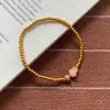 Pulsera de Calabaza de Jade Blanco Retro Nueva Chinoiserie de Oro Antiguo Chapada en Oro Real para Mujer Pulsera de Alta Gama Pulsera de Abalorios de Nicho