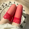 Medias largas sexys con ribete de encaje para mujer, medias de rejilla finas estilo japonés, calcetines negros hasta la rodilla