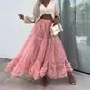 Comércio Exterior Transfronteiriço ebay design de pêndulo super grande moda renda de cogumelo doce saia de malha de uma palavra bufante feminina