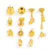 Pingente de Cadeado Gato da Sorte Chinês Tradicional Banhado a Ouro 18K Acessório de Joia Estilo Chinês DIY