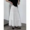 Lu Xi Primavera Verano Nuevo Falda Blanca tipo Pastel Cintura Alta Línea A Media Longitud Falda Abullonada Falda Midi Pequeña 10023