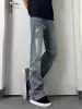 Jeans Retro Americanos para Hombre, Marca Trendy Delgado de Verano, Diseño Atractivo, Pantalones Rectos Sueltos Casuales de Empalme