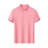 Camiseta Polo Social 180g Mistura de Linho Refrescante Algodão de Fibra Longa Mercerizado 50s Gola Listrada de Lado Único Manga Curta