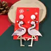 Aretes Colgantes de Navidad Novedosos de Venta Caliente Transfronteriza Europea y Americana, Dibujos Animados con Diamantes, Material de Aleación, Serie de Aretes de Navidad al por Mayor