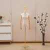 Maniquí de Media Figura Femenina para Escaparate de Tienda de Ropa, Base Galvanizada, Maniquí de Alambre Dorado para Exhibición, Muñeco