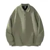 Ropa Masculina Acu Sudadera tipo Polo de Capa de Aire Compuesta 300g para Hombre Otoño 2026 Color Puro Holgada de Manga Larga