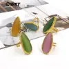 Wt-R571 Lindo e Exquisito Pedra Natural Olho de Gato Pedra Gota d'Água Banhado a Ouro 18K Grande Anel Aberto Feminino