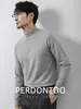 Camiseta Térmica de Terciopelo de Lana y Seda Otoño e Invierno Mantiene el Calor Forro Polar Doble Cara Manga Larga para Hombre con Diseño de Cuello Medio
