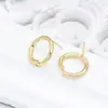 Accesorios de joyería DIY: pendientes circulares de aguja de plata 925 chapados en cobre coreano, hechos a mano en oro de 14 quilates.