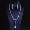Colar de joias transfronteiriças europeias e americanas, colar feminino leve de luxo com zircônia 3A, colar com agulha de prata S925, vestido de casamento, joias de noiva combinadas