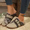 Pantuflas de algodón y lino estilo étnico sin cordones para mujer, zapatos cómodos y antideslizantes para exteriores, pantuflas holgazanas transpirables para primavera y verano