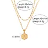 Cadena de Suéter de Moda Ins Europea y Americana, Joyería Simple Versátil, Cadena de Clip de Papel de Doble Capa, Collar con Colgante de Letra Hexagonal