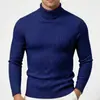 Suéter de tricô masculino plus size com gola alta e mangas compridas, disponível para envio internacional, estilo europeu e americano, quente, cor sólida, com trança, camisa básica