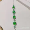 Pulsera Plateada con Calcedonia Verde Hielo de Alta Calidad e Incrustaciones Completas de Diamante, Joyería de Pulsera para Mujer con Ágata Rosa, Suministro en Vivo