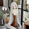 Peluca para muñeca BJD multicolor opcional, 60 cm de largo, cabello liso, estilo extendido en blanco, cabello que se puede peinar a mano