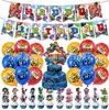 Banner de decoración para fiesta de cumpleaños temática de Brawl Stars, banderines, adorno para pastel y set de globos en stock