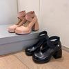 Zapatos nuevos Mary Jane de punta redonda para mujer 2023, tacón grueso, plataforma, moda, tacón alto, moda, zapatos de una sola capa