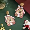 Nuevos aretes de casa de jengibre navideña transfronterizos, aretes de casa de galleta, accesorios navideños, aretes para mujer