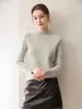 Suéter Sencillo de Cachemira para Mujer Estilo Commuting Capa Interior Sencilla Cálido Punto de Color Puro Holgado Cuello Medio Alto Suéter Base