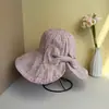 Chapéu de Pescador Listrado com Laço Estilo 2026 para Mulheres, Primavera e Verão, com Fita Trançada, Dobrável, Casual, Versátil Chapéu de Sol