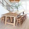 Madera Chopo Hombre Estilo Industrial Americano Madera Maciza Total Mesa de Comedor para el Hogar Hotel Alojamiento Rural Mesa de Comedor Rectangular Retro y Combinación de Sillas