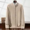 Cárdigan Grueso de Cachemira para Hombre de Invierno, Cuello Alto, Cremallera, con Bolsillos, Suéter de Lana, Abrigo Cálido de Punto Casual Holgado