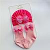 Calcetines de Bebé de Color Sólido para Primavera y Otoño con Nudo de Cola de Paloma Estilo Europeo y Americano Set de Calcetines y Gorro de Princesa Lindos para Bebé