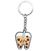 Llavero de Goma Suave de PVC con Forma de Diente Lindo de Venta Caliente Transfronteriza Colgante de Dibujos Animados DIY Llavero de Coche Pequeño Regalo