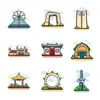 Set de 52 Piezas de Pegatinas de Arquitectura de la Ciudad de Shandong, Pegatinas de Paisajes Exteriores de Dibujos Animados para Viajes, Pegatinas Creativas de Turismo Cultural de Shandong para Bricolaje