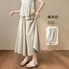 Pantalones Culotte de Lino Color Albaricoque para Mujer, Estilo Delgado de Verano, Nuevos 2026 de Cintura Alta, Pantalones Cortos de Seda Helada con Caída