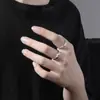 Anillo de sombra vintage para hombre y mujer, con apertura de viento frío, con pegamento verde y rojo, textura irregular.