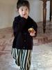 Cárdigan de Punto para Niños 2024 Otoño Nuevo Estilo Coreano Rayas Color Liso Bordado de Cerezas Suéter de Punto para Niños y Niñas