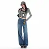Jeans Retro Azules de Tiro Alto Rectos Ajustados para Mujer, Novedad Otoño Temprano 2026 Simples Básicos Casuales Versátiles Pantalones Rectos