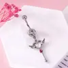 Anillo para ombligo de acero inoxidable directo de fábrica, moda europea y americana, colgante de cabeza de conejo rosa, clavo para ombligo, anillo umbilical, transfronterizo