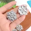 20 Peças de Conectores de Flor de Prata do Xizang, Peças de Flor de Liga de Estilo Étnico, Acessórios de Joias para Pulseiras e Colares DIY Feitos à Mão