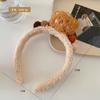Diadema de felpa de oso de pastel lindo de dibujos animados, máscara facial de lana de cordero para atar el cabello, banda para el cabello, horquilla para presionar el cabello, tocado para mujer
