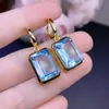 Aretes de Topacio Natural Puro, Calidad de Cuerpo Completo, Color Súper Fuego, Tamaño de la Piedra Principal aprox. 10*14 mm, Plata 925