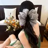 Estampado de leopardo de onda verde~Estampado de lunares azul café de alta gama, clip de tiburón plisado, la parte delantera hace que la cara se vea más pequeña, ambiente de chica dulce, accesorio para el cabello
